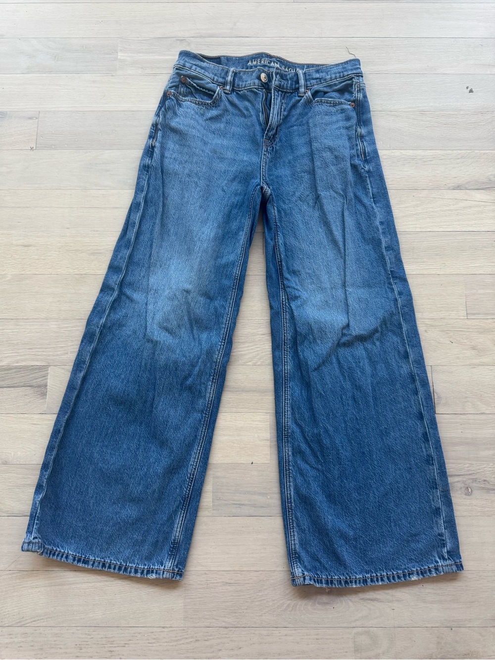 American Eagle Outfitters Medium Blue Wide-Leg Jeans for Women